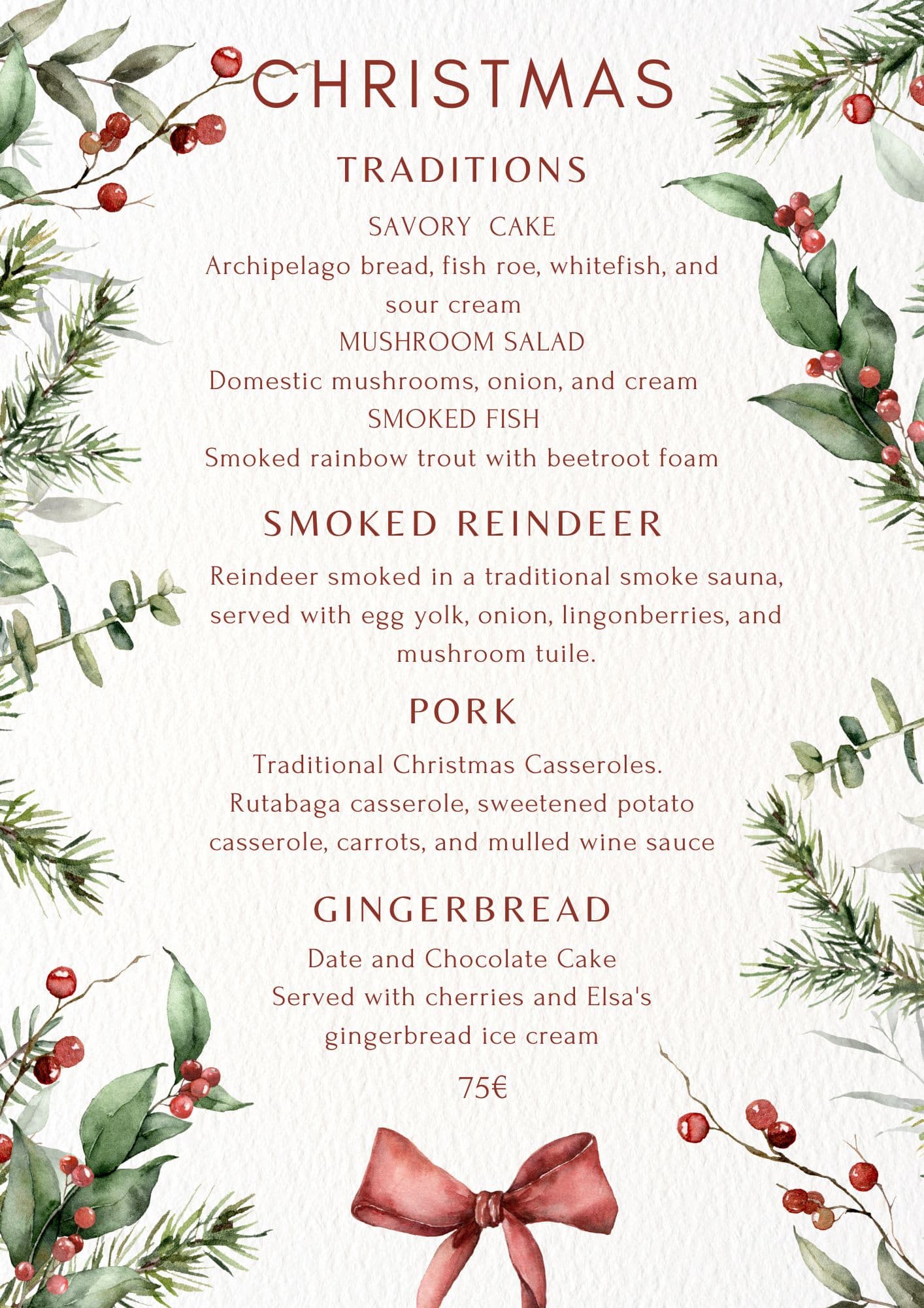 Christmas menu